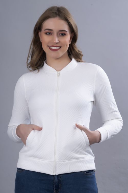 Women White Bomber jacket