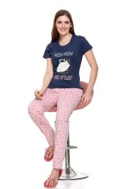 Cotton Pyjama Set Blue & Pink night suit