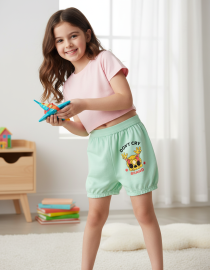 ComfortEase Cotton Bloomers for Kids – Assorted Light Colours & Sticker Prints (Pack of 6)