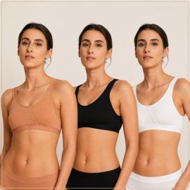 Cotton Sports Bra Combo Pack of 3 – Mixed Colors