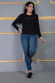 Cotton Lycra Top full sleeve navy