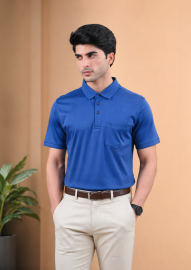 Mercerised Cotton Polo Royal blue