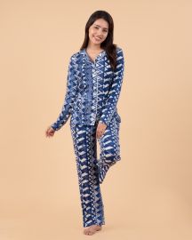 Serene Blue Floral Cotton Pajama Set