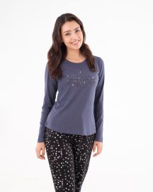 Midnight grey 100% cotton women nightwear