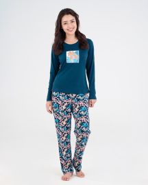 Teal Garden: 100% Cotton Floral Night Set