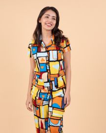 Vibrant Mosaic - Short-Sleeve Cotton Nightwear Set