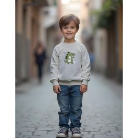 Boys' Grey Sweatshirt with Animal Print Design – Casual Comfort for Everyday Adventures