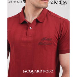Men's Self Jacquard Polo T-Shirt (RED)