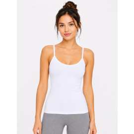Soft Stretch Scoop Neck Spaghetti Strap Camisole - White Pack of 2