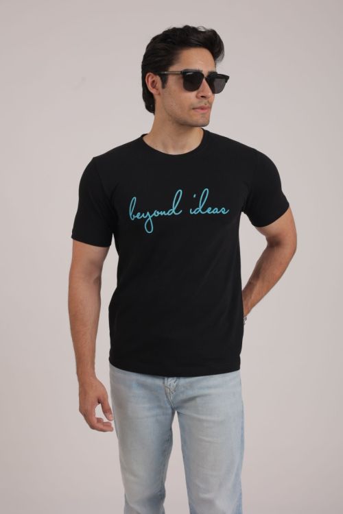 Pique Round Neck TShirt (Black Ptd.)