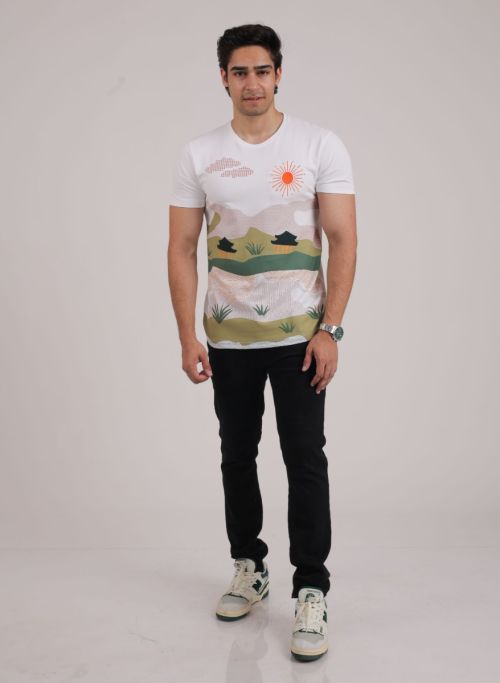 Pique Round Neck TShirt (White)