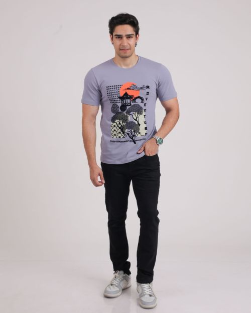 Pique Round Neck TShirt (Purple)