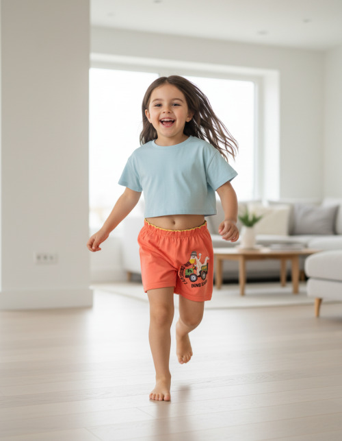 ComfortEase Cotton Bloomers for Kids – Assorted Bright Colours & Fun Sticker Prints (Pack of 6)
