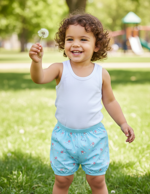 Kidley Cotton Printed Bloomer for Kids - Elastic Waistband (Pack of 6)
