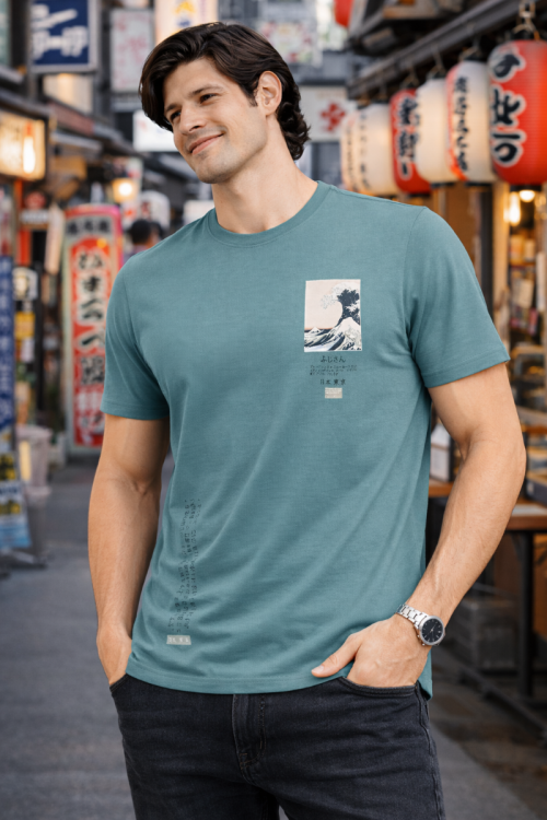 Super Combed Cotton Rich Piqué Round Neck T-Shirt – Teal