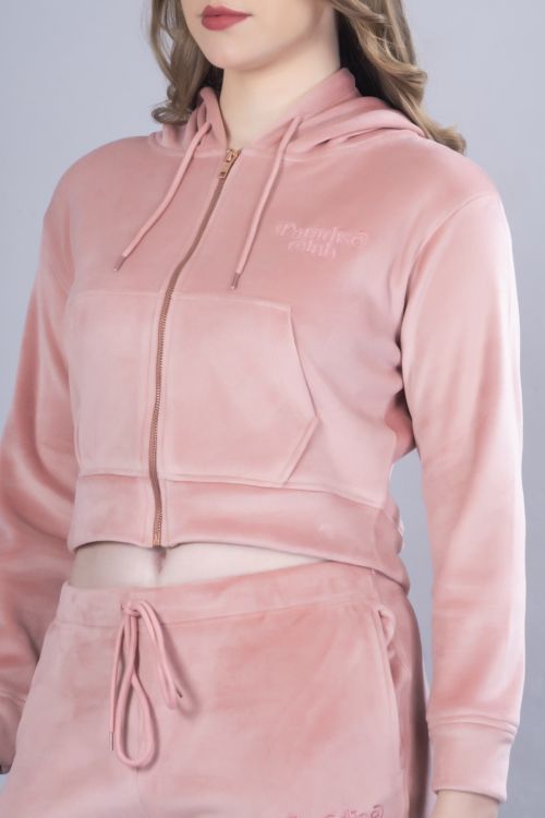 Cord Set Peach (Velvet Zipper Hoodie)