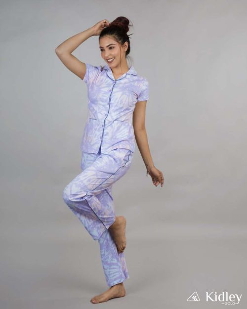 Cotton button down Lilac Splash Night wear women