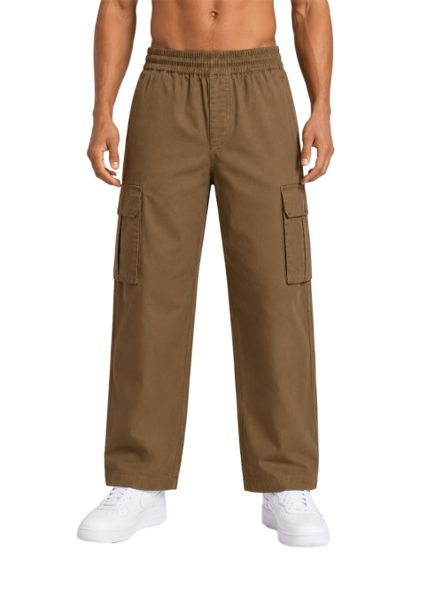 Urban Utility Men’s Cotton Relaxed Fit Cargo Joggers – Brown