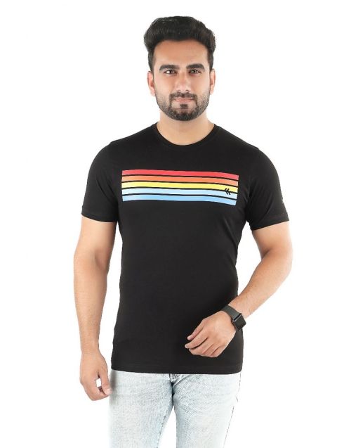 Men Round neck Black