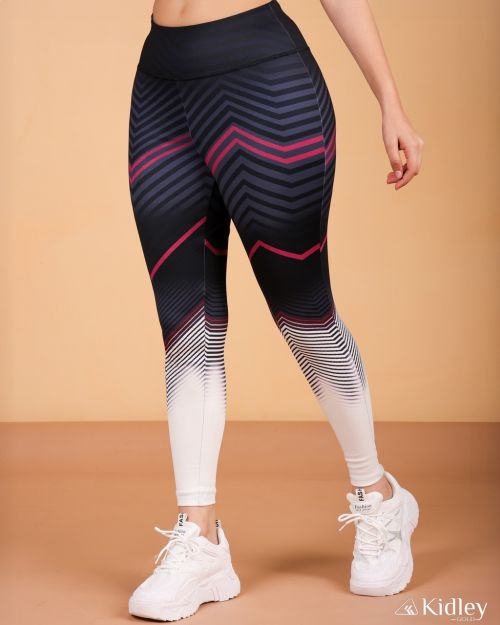 Women dry fit legging with pocket white and black 