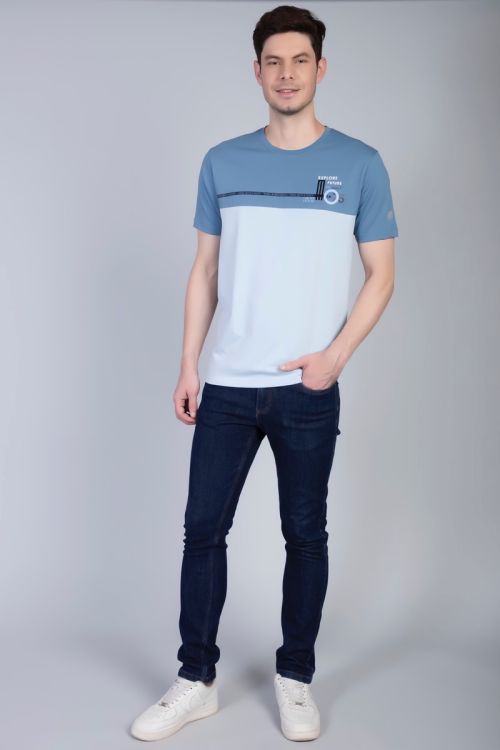 Cotton Round neck Blue tee
