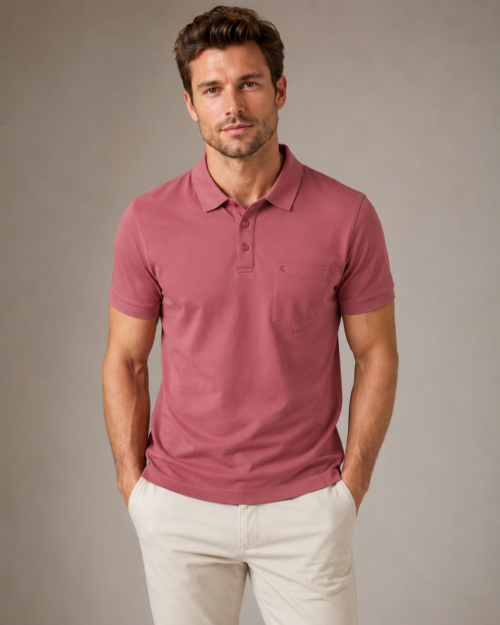 Men’s Mercerised Cotton Pique Polo T-Shirt – Light Coral Smart Casual Wear