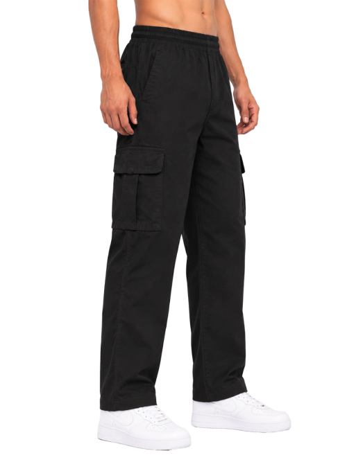 Urban Utility Men’s Cotton Relaxed Fit Cargo Joggers – Black
