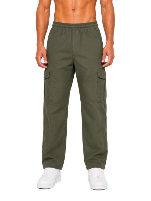 Urban Utility Men’s Cotton Relaxed Fit Cargo Joggers – Grass Green