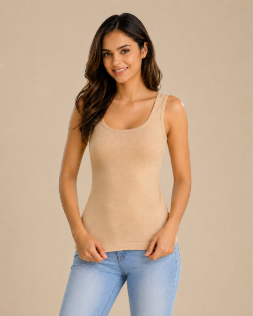 Women’s Cotton Sleeveless Tank Top Vest – Skin (Pack of 2)