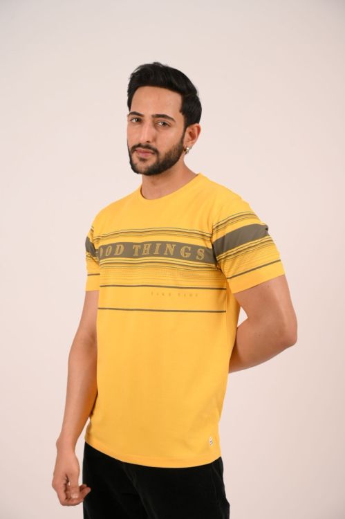 Pique Round Neck TShirt (Yellow)