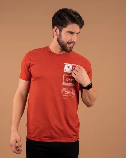 Premium Round Neck Cotton Rust Tee