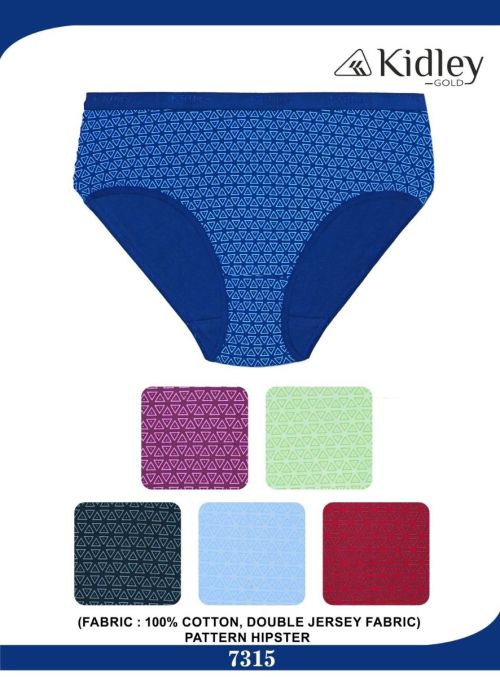Women Hipster Cotton Double Jersey Fabric Pattern Panties (7315)