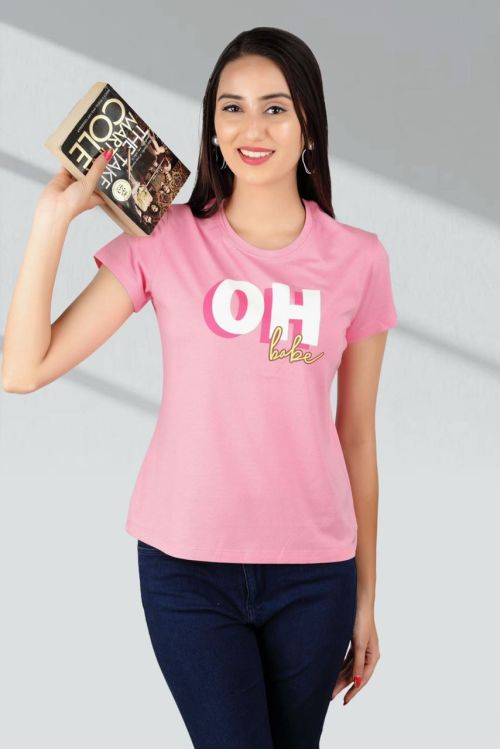 Pink Women Short Cotton Tee