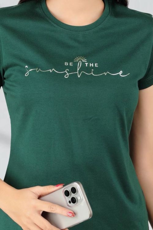 Bottle Green Women Short Cotton Tee