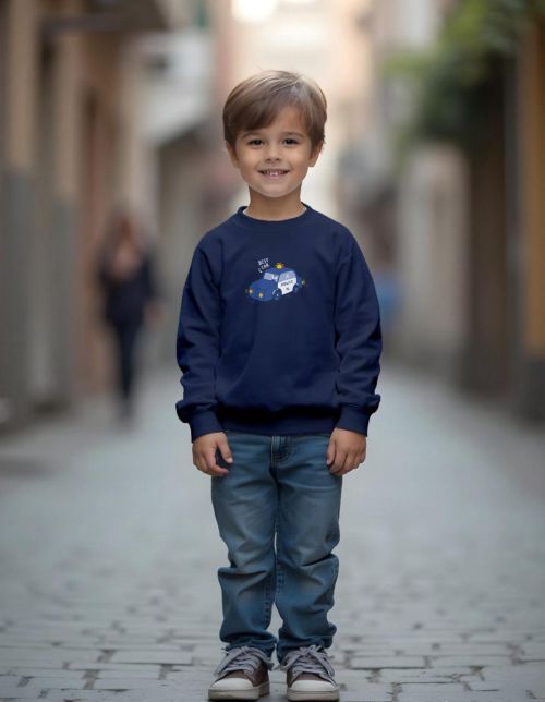 Boys' Navy Sweatshirt with Police Car Print Design – Casual Comfort for Everyday 