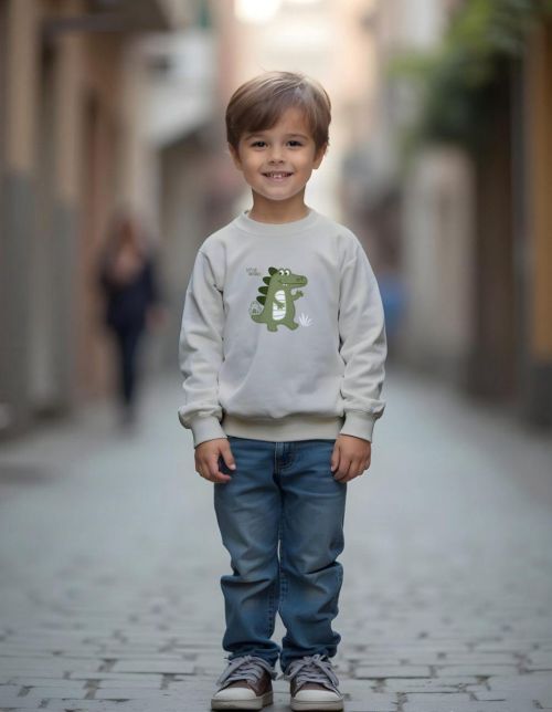 Boys' Grey Sweatshirt with Animal Print Design – Casual Comfort for Everyday Adventures