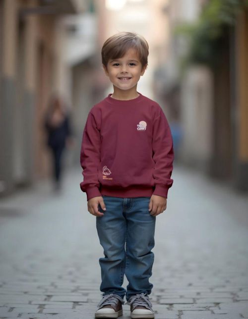 Boys' Wine Sweatshirt with The Giant Print Design – Casual Comfort for Everyday Adventures