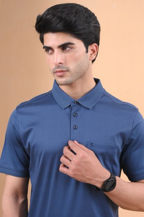 Mercerised Polo Blue