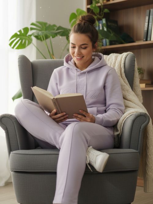 Women Relax Club Fur-Lined Tracksuit – Lavender