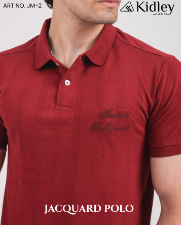 Men's Self Jacquard Polo T-Shirt (RED)