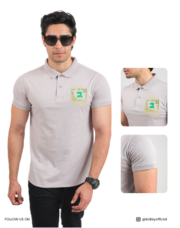 Men's Self Jacquard Polo T-Shirt (SKIN)