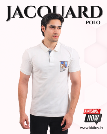 Men's Self Jacquard Polo T-Shirt (WHITE)