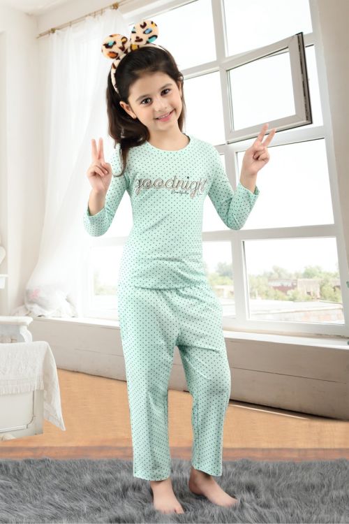 Sea green girls night suit