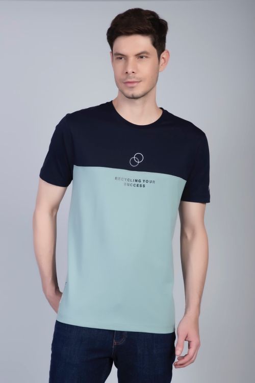 Cotton round neck green tee
