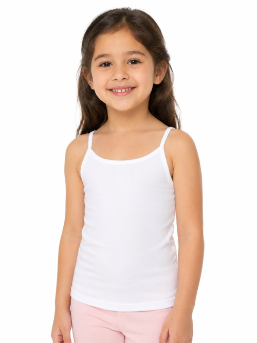 Girls Soft Cotton White Spaghetti Strap Camisole Vest Pack of 4 - Comfortable Daily Innerwear