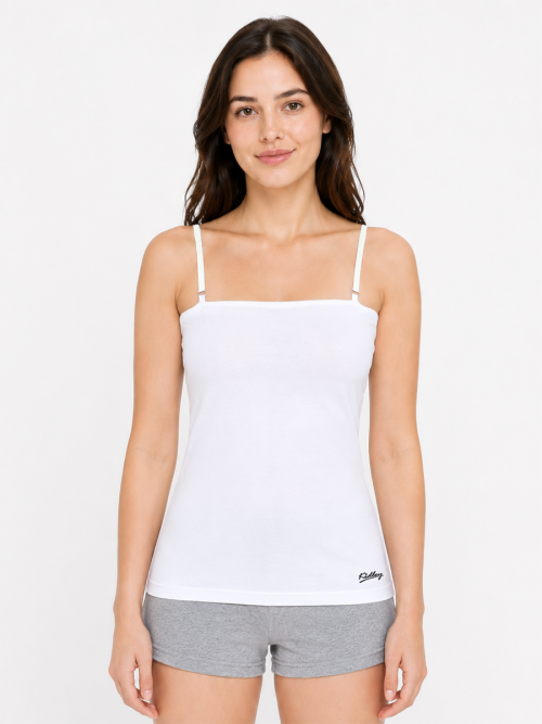 Super Combed Cotton Stretch Slim Fit Square Neck Camisole - White Pack of 2