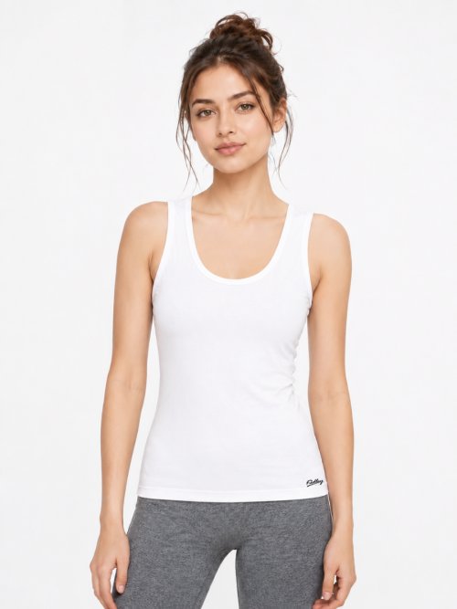 Women’s Cotton Sleeveless Tank Top Vest – White (Pack of 2)